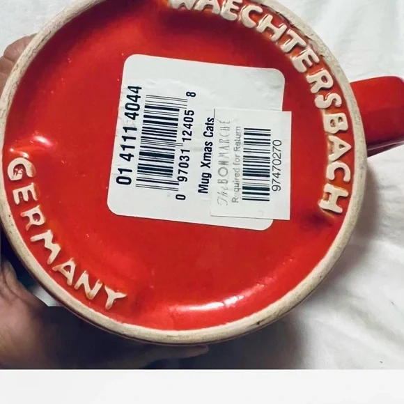 Set of 2 Cups Red Cat in Window Christmas Tree Mug Germany VTG WAECHTERSBACH - Picture 3 of 3